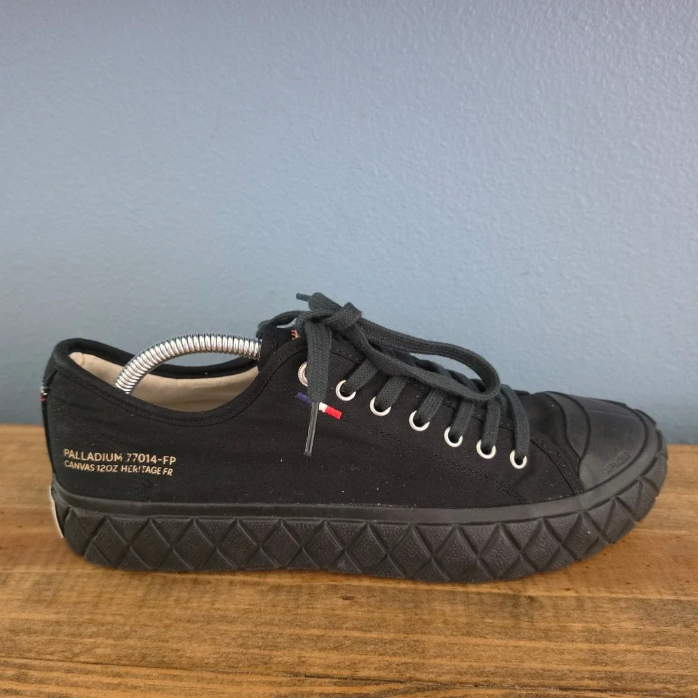 Palladium Mens Palla Ace Lo Canvas Sneaker Black Yellow 77014-FP Size 9.5 - Picture 7 of 10